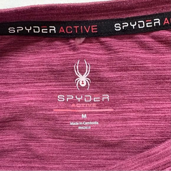 SPYDER ACTIVE Long Sleeve Top Workout Burgundy Size Medium - Picture 3 of 8